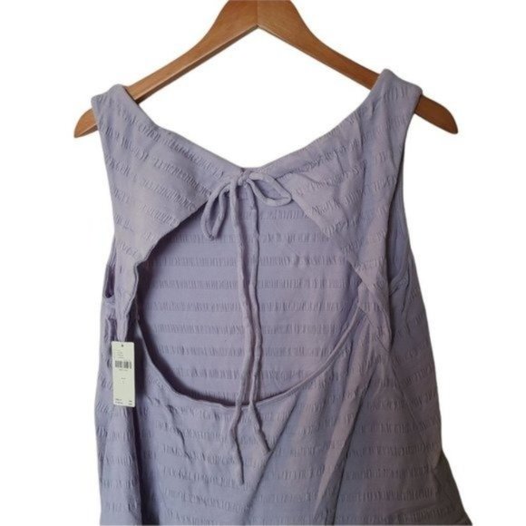 Anthropologie Flounced Open-Back Mini Dress Lavender L Large NWT Texturized Stre - Picture 13 of 14